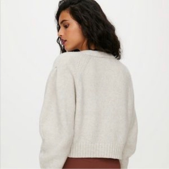 Aritzia Wilfred Poesy Button Front Heather Espace Soft Knit Cardigan Sweater L - Picture 4 of 16